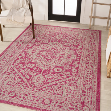 Sinjuri Medallion Textured Weave Indoor/outdoor Area Rug
